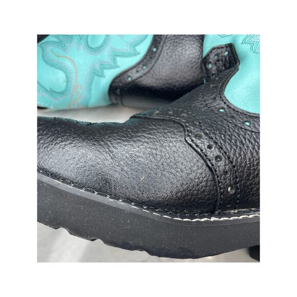 JUSTIN GYPSY L9905 Gemma Short Western Cowgirl Boots Size 6.5B Black & Turquoise - Picture 15 of 15